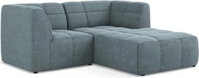 Kék buklé sarokkanapé (jobb oldali-heverő résszel) Aloha – Makamii