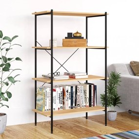 fekete és tölgy 4 szintes polcrendszer 80 x 40 x 130 cm