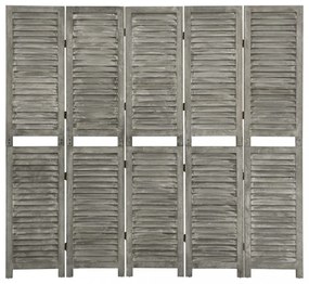 szürke 5 paneles tömör faparaván 179 x 166 cm