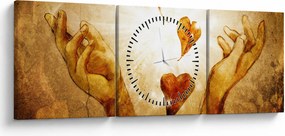 Kép - Szeretettel teli kezek festménye (órával) (90x30 cm)
