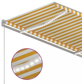 sárga és fehér kézzel kihúzható LED-es napellenző 300 x 250 cm
