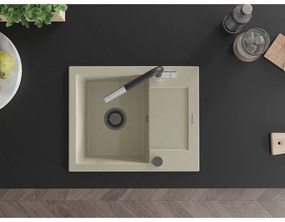 Mexen Enzo, 1 kamrás gránit mosogató 576x465x174 mm és Flora mosogató csaptelep, bézs, 6506-69-670401-07-B