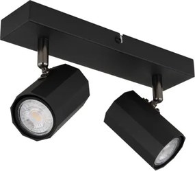 Globo 57918-2B Fali spotlámpa, fém fekete matt, alumínium fekete matt, HxSzxM: 260x60x145mm, 2x GU10 25W 230V izzók nélkül