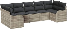 vidaXL Kerti Kanapé Szett párnával 7 pcs Világosszürke Poli rattan