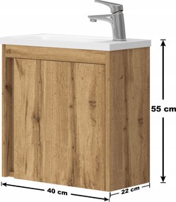 40-es akasztós szekrény wotan tölgy mosdóval Omeble