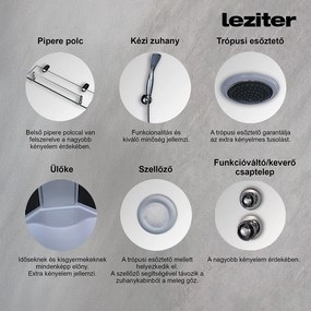 Lia hidromasszázs zuhanykabin jobbos beépítési oldallal