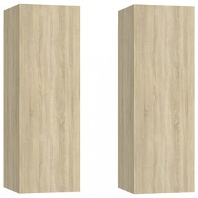2 db sonoma tölgy szerelt fa TV-szekrény 30,5x30x90 cm