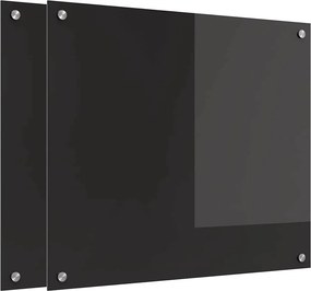 vidaXL Konyhai splashback 2 pcs Fekete 70 x 60 cm edzett üveg