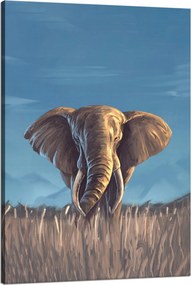 Vászonkép Olaj Stílus Szürke Nagy Elefánt 80x120 cm Ideális ajándék