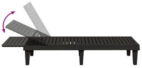 2 db fekete polipropilén napozóágy 155 x 58 x 83 cm