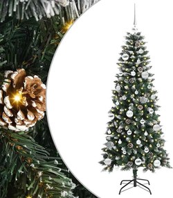 vidaXL Mű karácsonyfa 150 LED-del Zöld 150 cm PVC és Műanyag és Acél