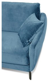 Magic kék bársony sarokkanapé, bal oldali - Scandic