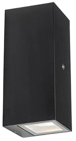 Fali lámpa fekete 2-lámpás IP44 szürkületérzékelővel - Baleno II