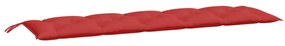 2 db piros oxford szövet kerti padpárna 180 x 50 x 7 cm