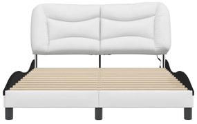fehér és fekete műbőr ágykeret LED-világítással 140 x 200 cm