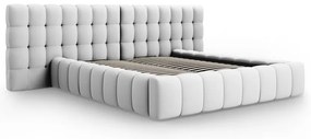 Világosszürke kárpitozott ágyneműtartós franciaágy ágyráccsal 200x200 cm Mamaia – Micadoni Home