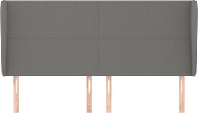 sötétszürke szövet fejtámla szárnyakkal 163 x 23 x 118/128 cm