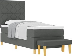 vidaXL Boxrugós ágy matracmal Sötétszürke 80 x 200 cm szövet