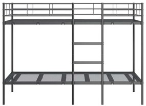 fekete acél emeletes ágy matrac nélkül 90 x 200 cm