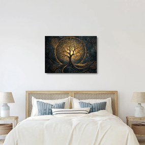 Üveg kép – Arany aurájú fa (70x50 cm)