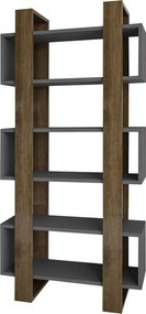 Milano könyvespolc, dió-antracit, 80 cm