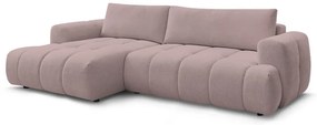 Rózsaszín kinyitható-tárolóhelyes sarokkanapé (bal oldali-heverő résszel) Fuji – Bobochic Paris