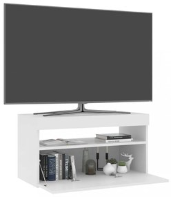 magasfényű fehér TV-szekrény LED-világítással 75x35x40 cm