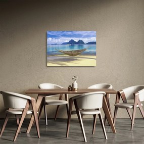 Kép - Egy függőágy képe a tengerparton 2 (üvegen) (70x50 cm)