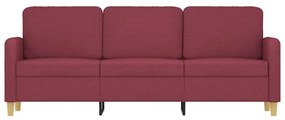 vidaXL 3 személyes bordó szövet kanapé 180 cm