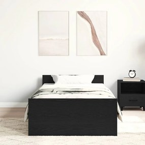 fekete tölgy színű szerelt fa ágykeret matrac nélkül 90x190 cm