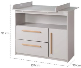 Világosszürke gyerek komód pelenkázó feltéttel 107x98x75 cm Lea – Roba