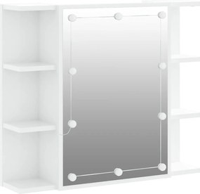 vidaXL magasfényű fehér tükrös szekrény LED-ekkel 70 x 16,5 x 60 cm