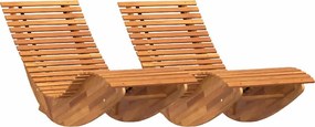vidaXL Fekvőszék 2-személy 2 pcs Barna 154 x 60 x 74 cm Tömör Akácfa