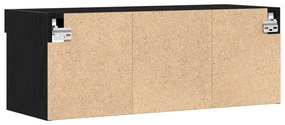 TV Fali Szekrények LED Fénnyel 2 db Fekete Tölgy 80x30x30 cm