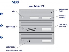 M30 moduláris postaláda tömb, 4db Névtábla + névtábla RAL 7035 / Szürke