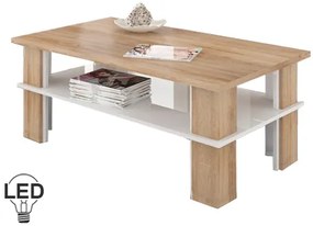 Dohányzóasztal Futura 2 (világos sonoma + fényes fehér). 780012