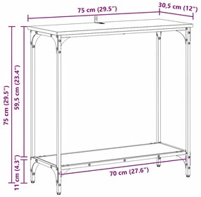 Konzolasztal polcokkal Musta tammi 75 x 30.5 x 75 cm Faanyag