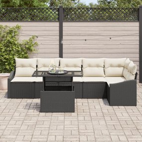 Kerti Kanapé Szett 7 pcs Fekete és Krém 100 x 55 x 73 cm