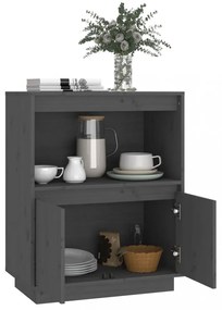 szürke tömör fenyőfa tálalószekrény 60 x 34 x 75 cm