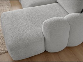 Világosszürke buklé kinyitható-tárolóhelyes sarokkanapé (jobb oldali-heverő résszel) Montaigne – Bobochic Paris