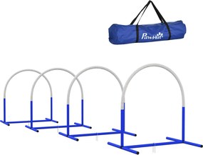 PawHut Kutyás Agilitási Edzőfelszerelés, Kutyás Agilitási Készlet, 4 darabos akadálykészlet idősebb kutyák számára, kutyaedző készlet szállító táskáva