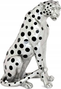 Nagy gepárd figura ezüst leopárd dekoráció ajándék glamour