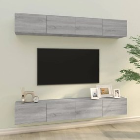 4 db szürke sonoma színű fali TV-szekrény 100 x 30 x 30 cm