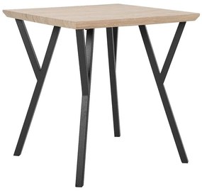 Egyedi Világos Fa Asztal Fekete Lábazattal 70 x70 cm BRAVO Beliani
