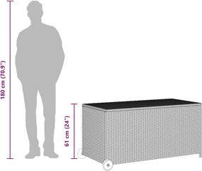 Fekete Polyrattan Kerti Tárolóláda 120 X 65 X 61 Cm