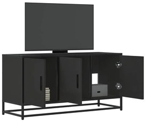 fekete szerelt fa és fém TV-szekrény 100x35x50 cm