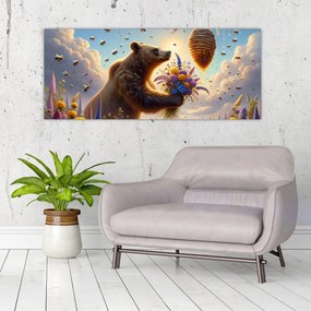 Kép - Medve és méhek (120x50 cm)