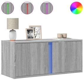 szürke sonoma színű fali TV-szekrény LED-del 80x31x35 cm