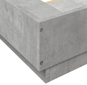 betonszürke szerelt fa ágykeret LED-del 120 x 190 cm