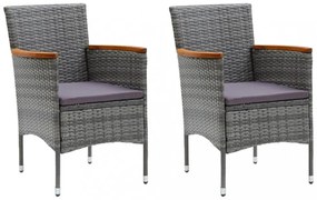 3 részes szürke polyrattan kerti étkezőgarnitúra párnákkal